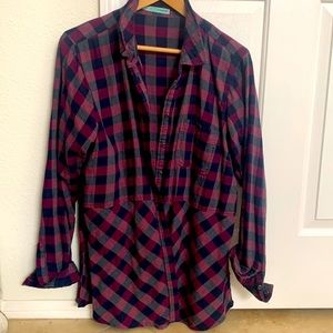 Checkered flannel shirt with flare at the bottom